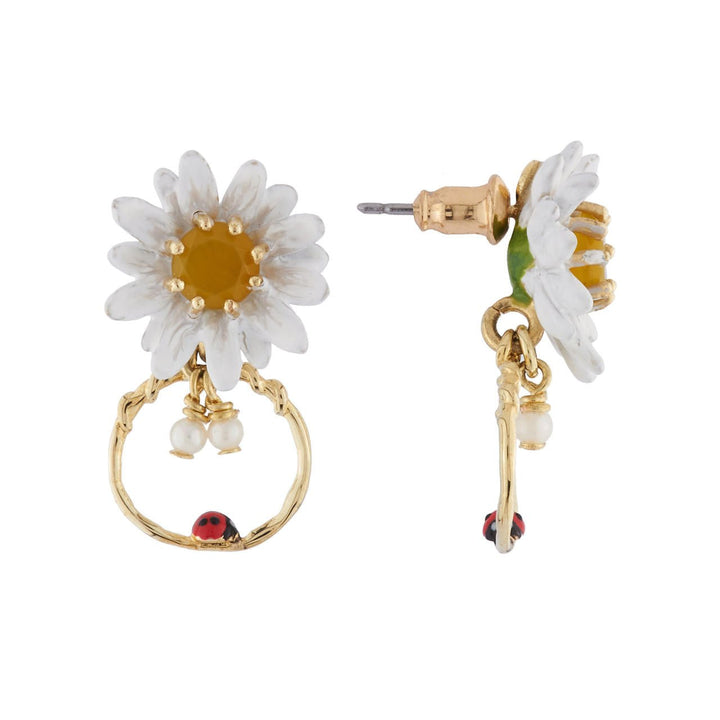 Small Hoops Daisy And Ladybug Earrings | AIPR1081 - Les Nereides