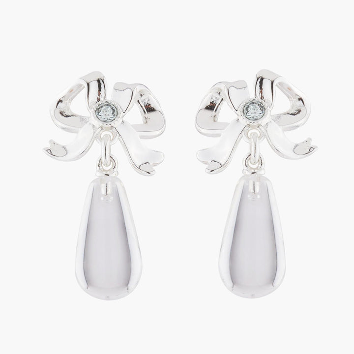 Small Ribbon And Transparent Tone Earrings | AKJV1032 - Les Nereides