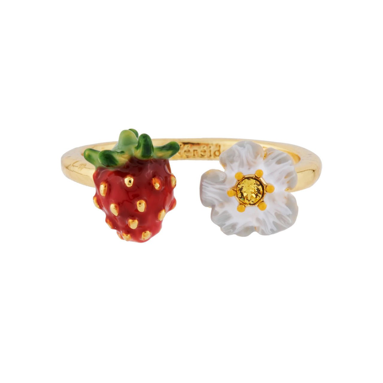 Small Strawberry And White Flower Adjustable Rings – Les Nereides