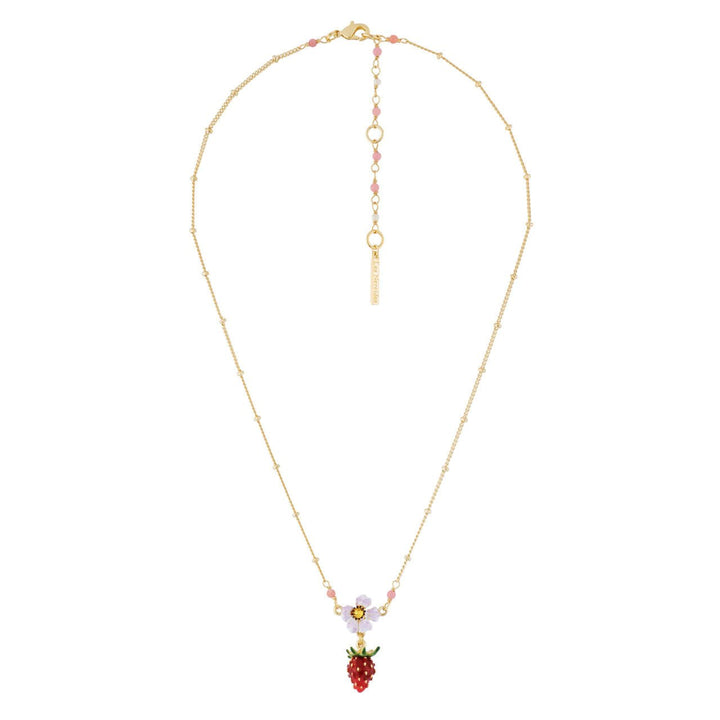 Small Strawberry And White Flower Necklace | AHPO3071 - Les Nereides