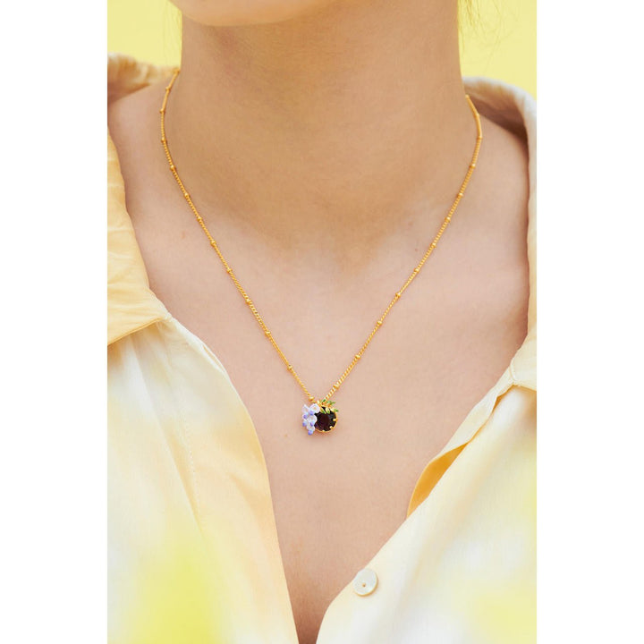 Small Wisteria And Faceted Crystal Pendant Necklace | ANOF3021 - Les Nereides