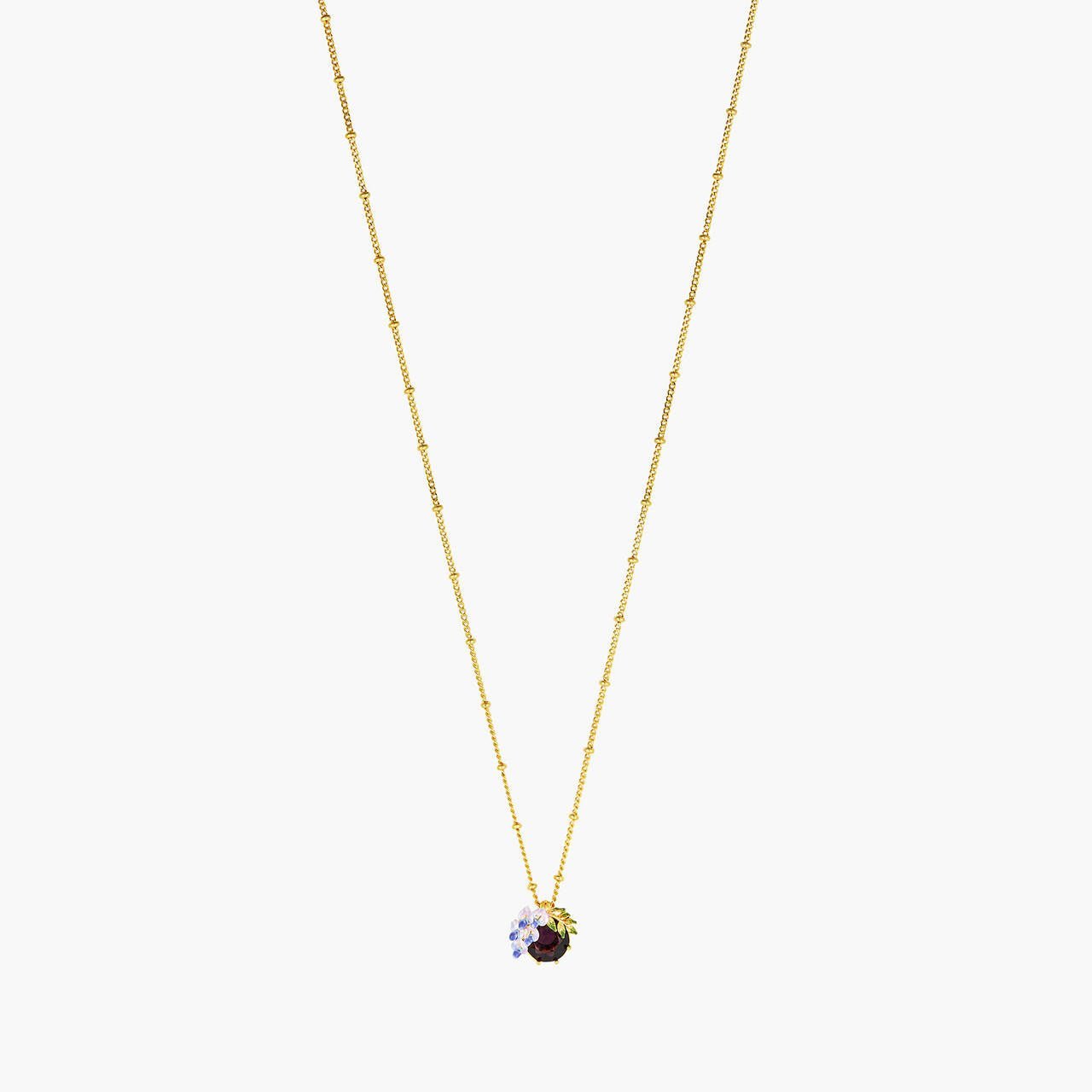 Small Wisteria And Faceted Crystal Pendant Necklace | ANOF3021 - Les Nereides