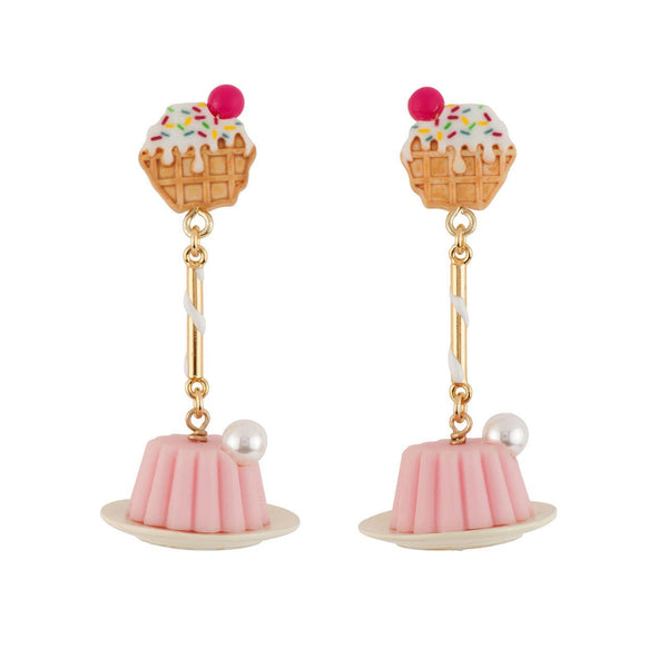 So Sweet Waffle With Icing & Pink Jelly Earrings | AESS101T/1 - Les Nereides