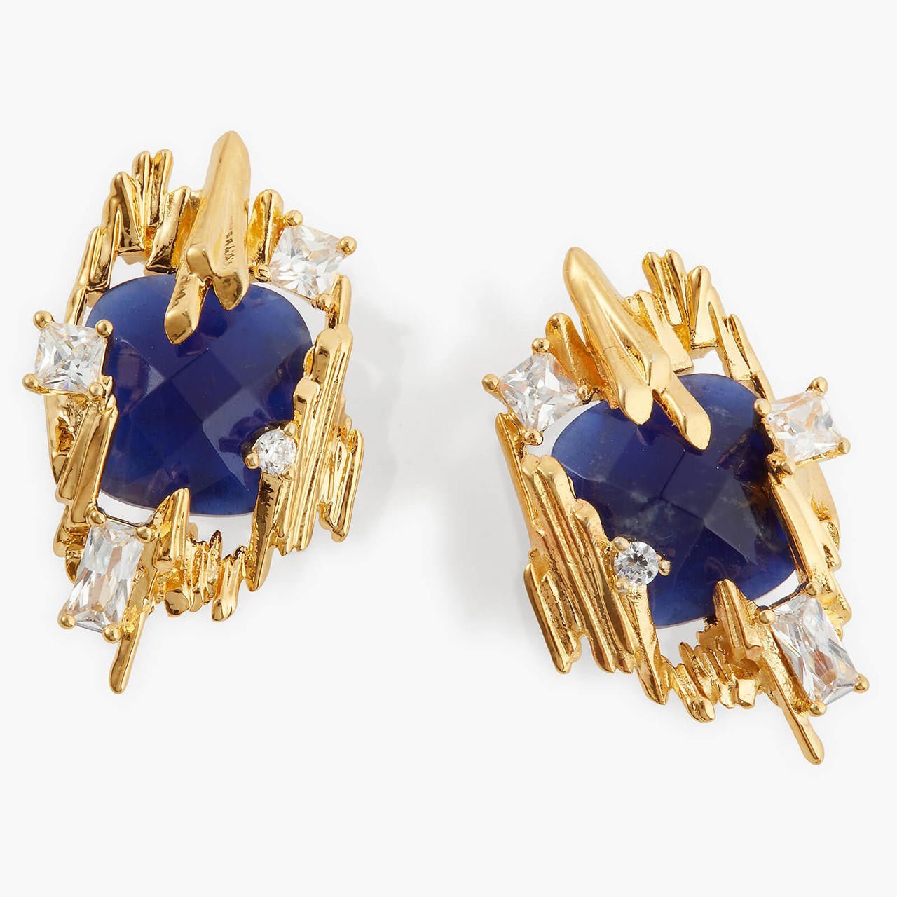 Sodalite And Gold Rock Earrings | APTM1021 - Les Nereides