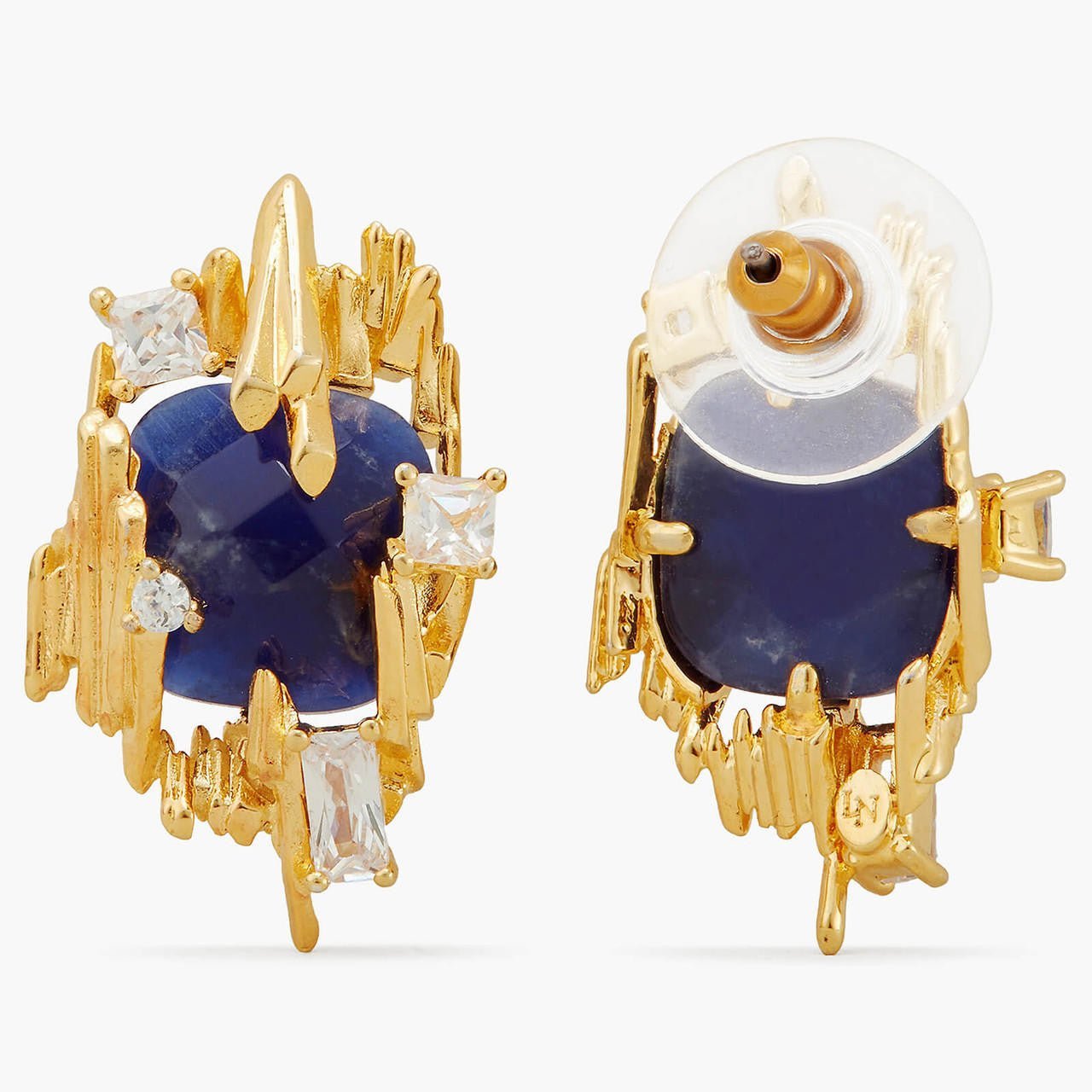 Sodalite And Gold Rock Earrings | APTM1021 - Les Nereides