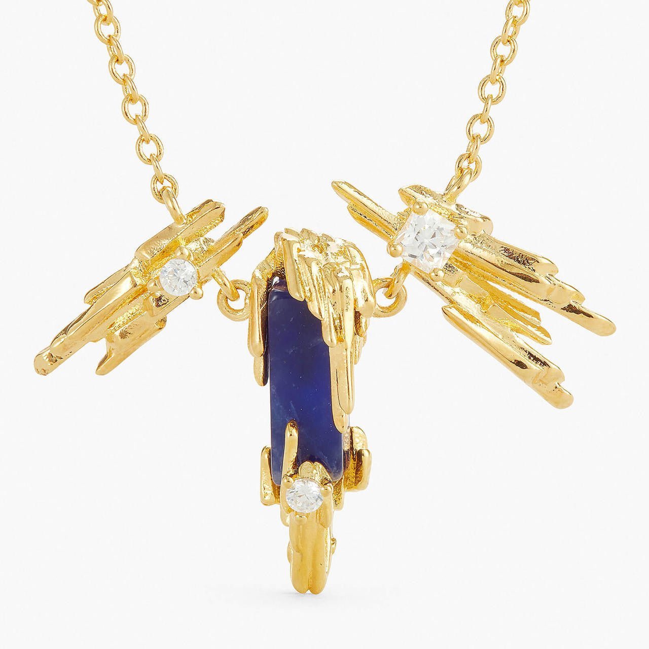 Sodalite And Gold Rock Pendant Necklace | APTM3031 - Les Nereides