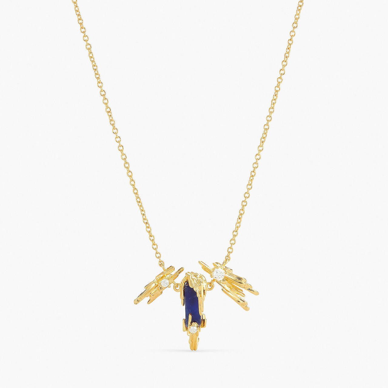 Sodalite And Gold Rock Pendant Necklace | APTM3031 - Les Nereides