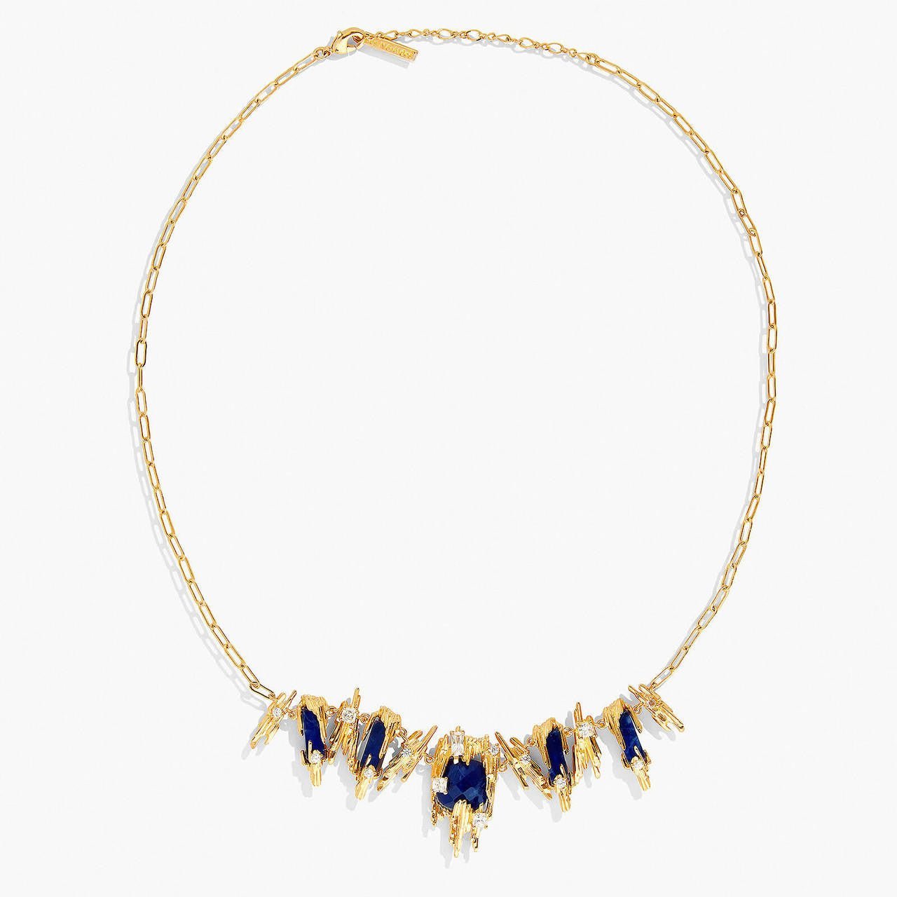 Sodalite And Gold Rock Statement Necklace | APTM3021 - Les Nereides