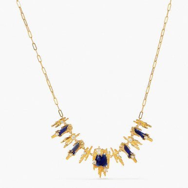 Sodalite And Gold Rock Statement Necklace | APTM3021 - Les Nereides