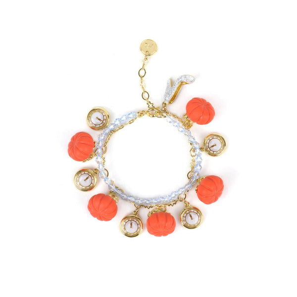 Soulier de Verre Gold+Blue Blue Beads, Clocks And Pumpkins Bracelet | ABCD2031 - Les Nereides