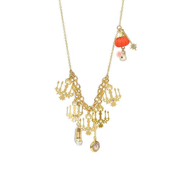 Soulier de Verre Gold+Blue Collar And Candle Holders Necklace | ABCD3141 - Les Nereides