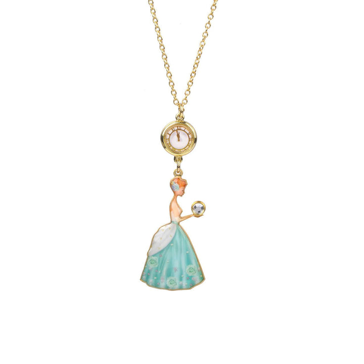 Soulier de Verre Gold+Blue Small Cinderella In Ball Gown Necklace | ABCD3031 - Les Nereides