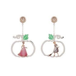 Soulier de Verre Silver+Pink Cinderella In A Metal Pumpkin Earrings | ADCD1131 - Les Nereides