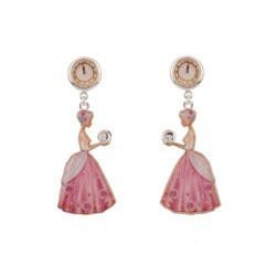 Soulier de Verre Silver+Pink Cinderella In Ball Gown Earrings | ADCD1101 - Les Nereides