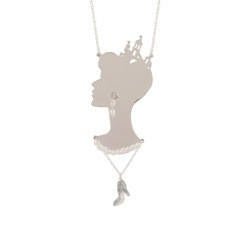 Soulier de Verre Silver+Pink Cinderella'S Profile Necklace | ADCD3101 - Les Nereides