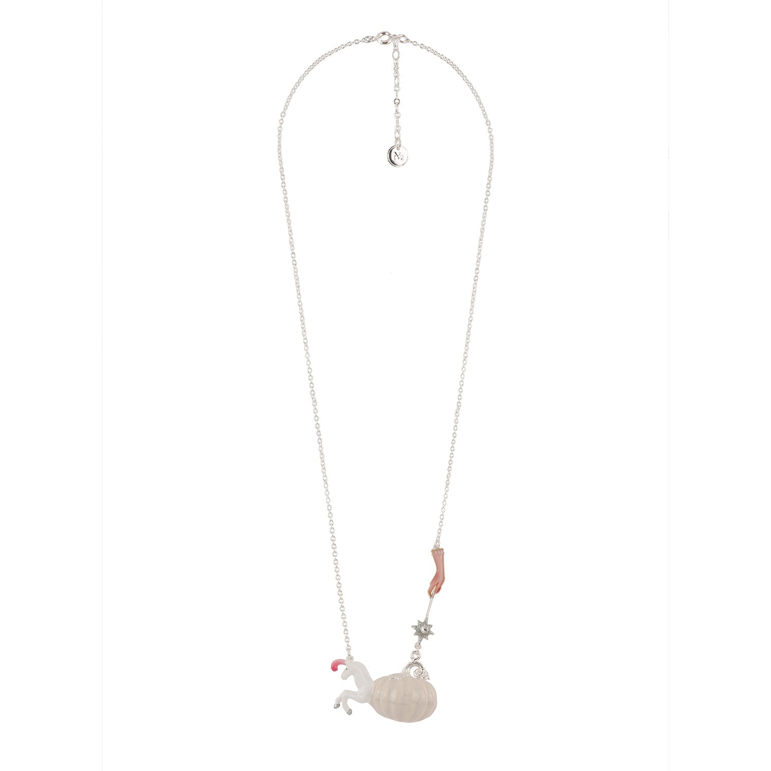 Soulier de Verre Silver+Pink Crystal Slipper In A Horse - Pumpkin Necklace | ADCD3081 - Les Nereides