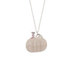 Soulier de Verre Silver+Pink Crystal Slipper In A Pumpkin Necklace | ADCD3151 - Les Nereides