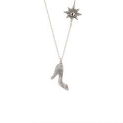 Soulier de Verre Silver+Pink Large Crystal Slipper Necklace | ADCD3091 - Les Nereides