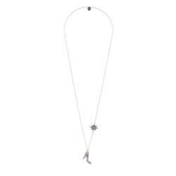 Soulier de Verre Silver+Pink Large Crystal Slipper Necklace | ADCD3091 - Les Nereides
