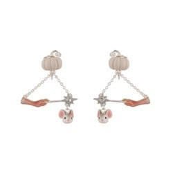 Soulier de Verre Silver+Pink Pumpkin W/Magic Wand And Mouse Earrings | ADCD1081 - Les Nereides