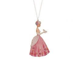 Soulier de Verre Silver+Pink Small Cinderella In Ball Gown Necklace | ADCD3031 - Les Nereides