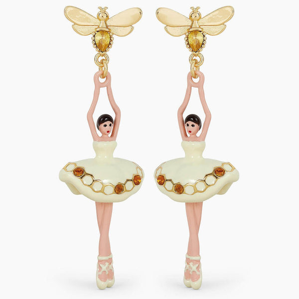 Sparkling Rhinestone Ballerina And Bee Earrings | APDD1151 - Les Nereides