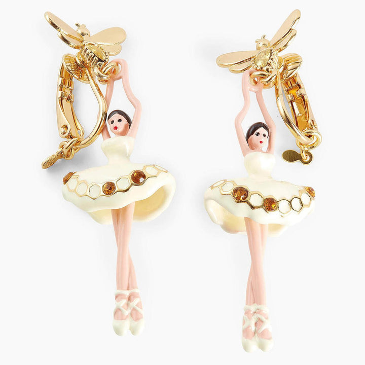 Sparkling Rhinestone Ballerina And Bee Earrings | APDD1151 - Les Nereides