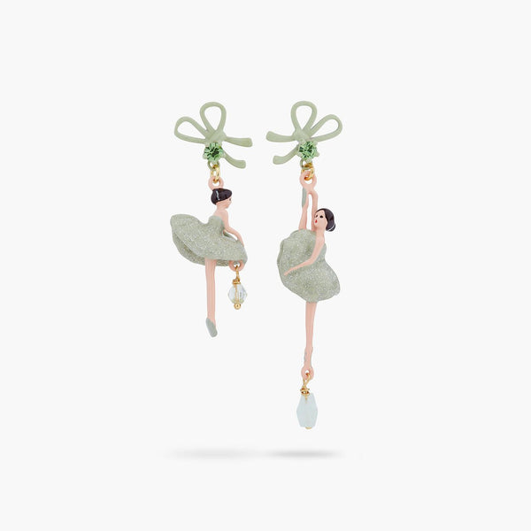 Sparkling Rhinestones Green Ballerina Earrings | AQDD1081 - Les Nereides