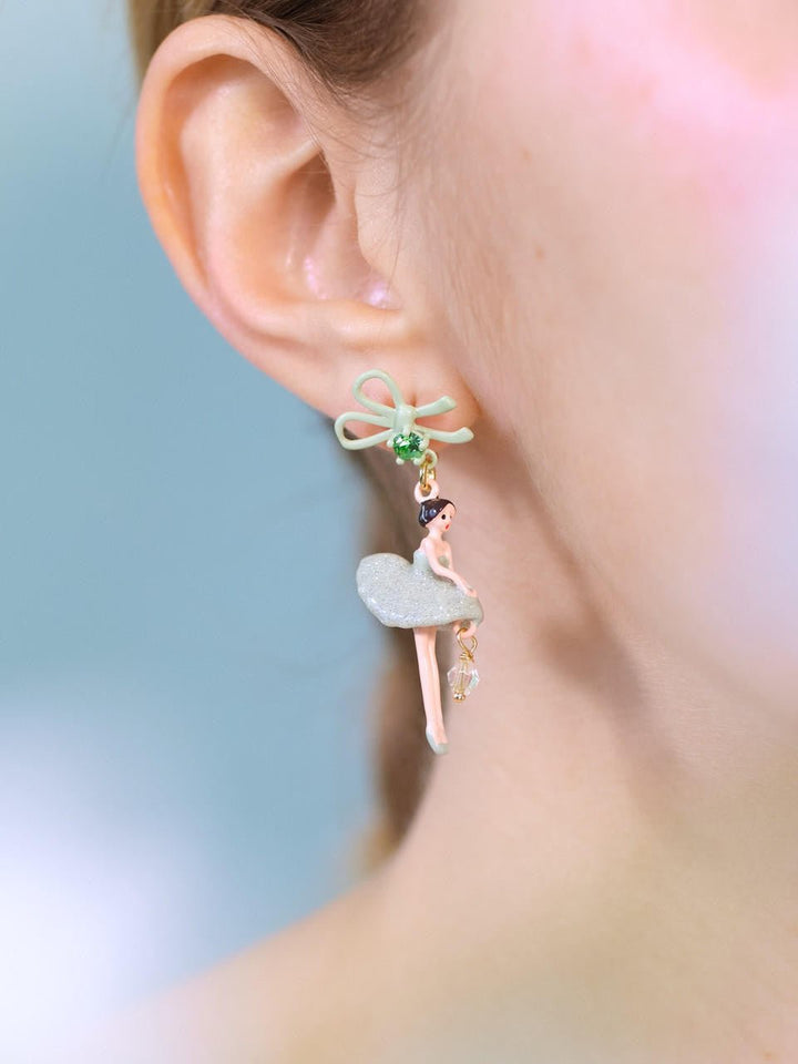 Sparkling Rhinestones Green Ballerina Earrings | AQDD1081 - Les Nereides