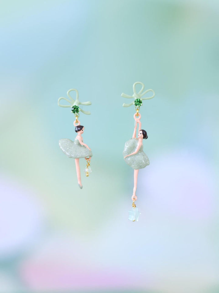 Sparkling Rhinestones Green Ballerina Earrings | AQDD1081 - Les Nereides