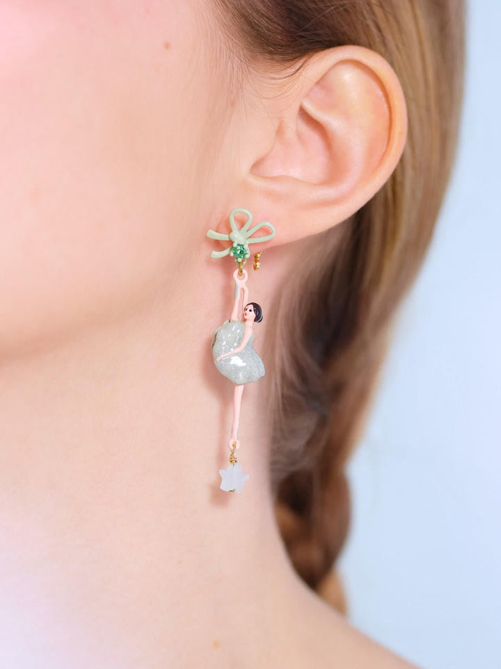 Sparkling Rhinestones Green Ballerina Earrings | AQDD1081 - Les Nereides