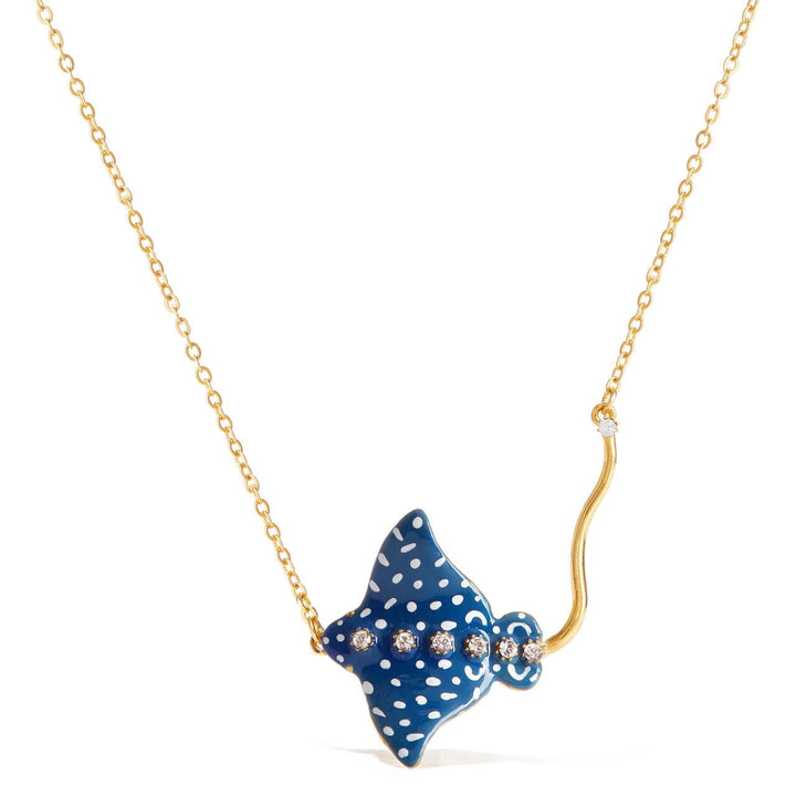 Speckled Blue Eagle Ray Pendant Necklace | AOGL3071 - Les Nereides