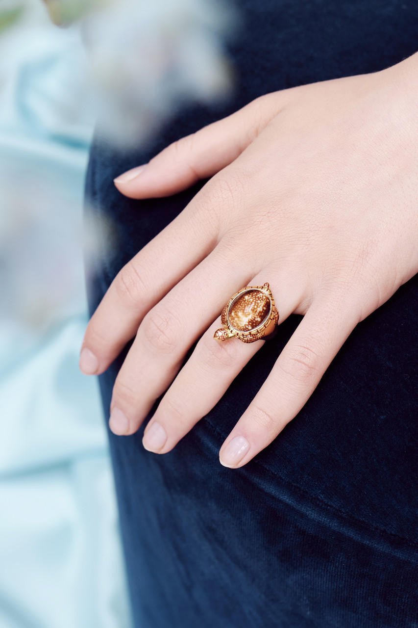Speckled Shell Turtle Cocktail Ring | AOGL6031 - Les Nereides