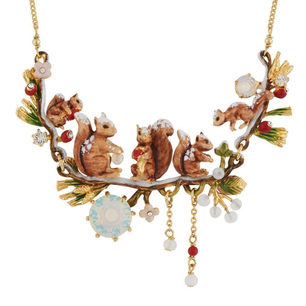 Squirrel Family In Winter Forest Necklace | AGSF3022 - Les Nereides