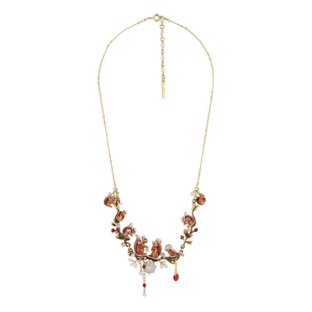 Squirrel Family With Snow In Winter Forest Necklace | AGSF3012 - Les Nereides