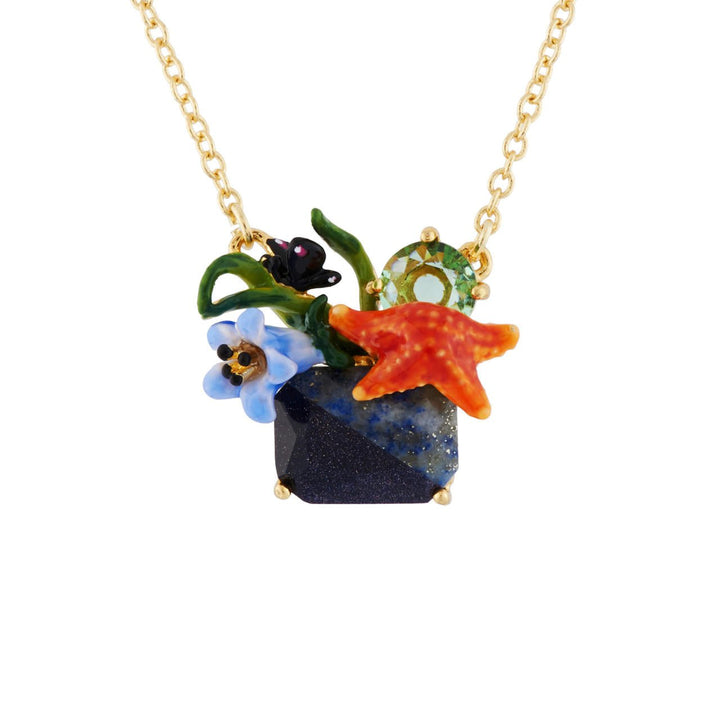 Starfish And Blue Stone Necklace | AHED3041 - Les Nereides
