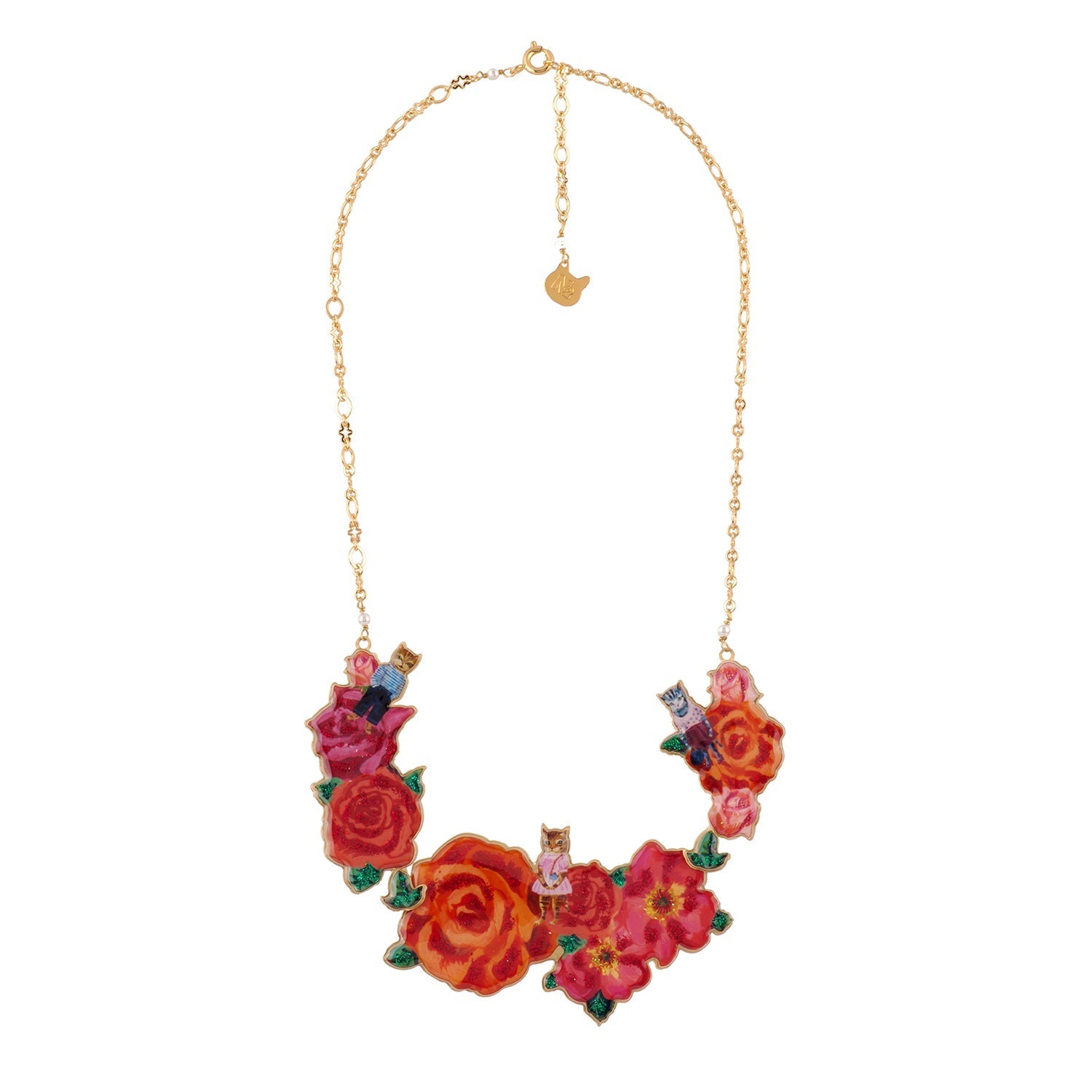 Statement N2X Nathalie Lete Large Flowers And Small Cats Necklace | ADNL3101 - Les Nereides