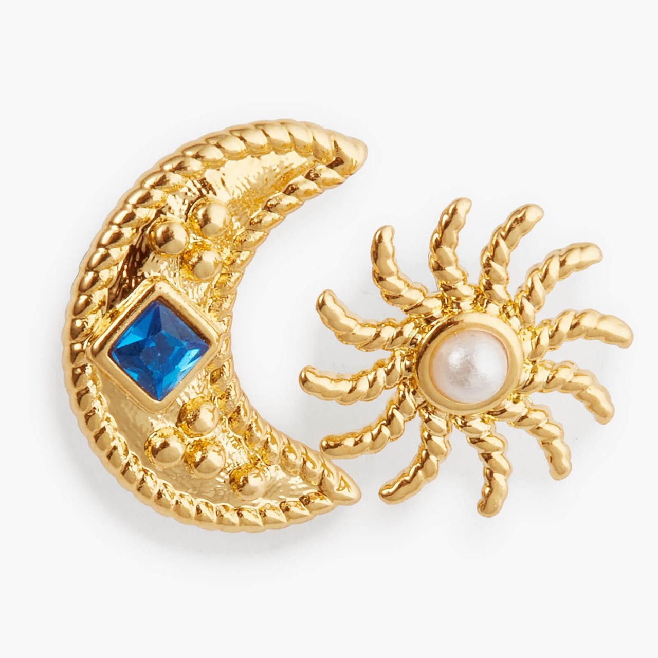 Sun And Moon Asymmetrical Earrings | APJS1081 - Les Nereides