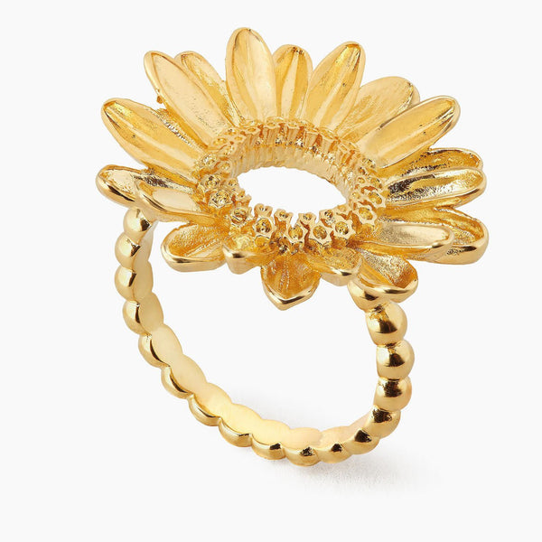 Sunflower And Beaded Band Cocktail Ring | APCO6061 - Les Nereides