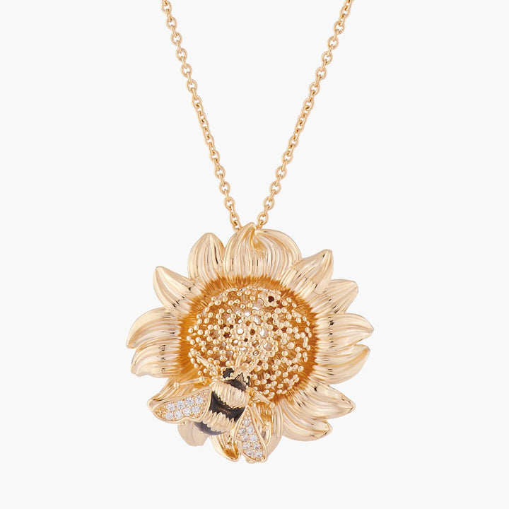 Sunflower And Bumblebee Pendant Necklace | ALNS3011 - Les Nereides