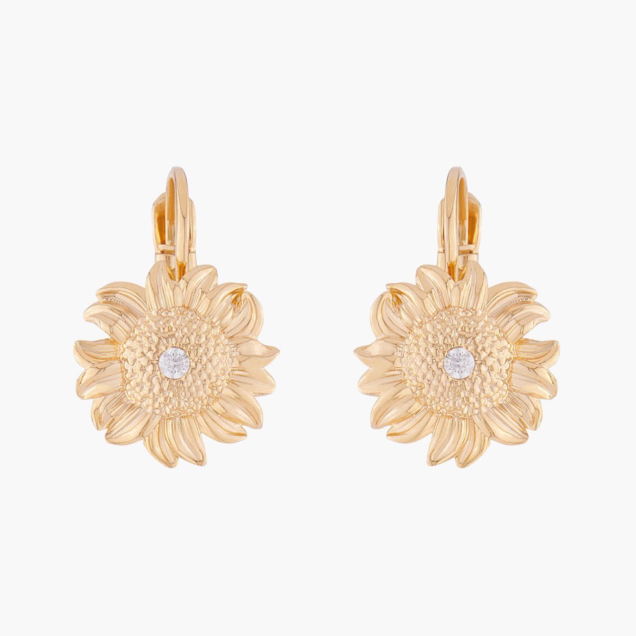 Sunflower And Crystal Dormeuses Earrings | ALNS1011 - Les Nereides