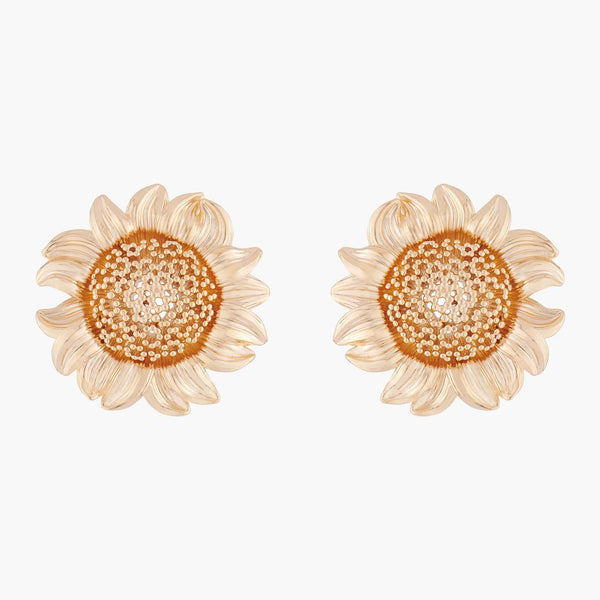 Rose gold sunflower deals earrings