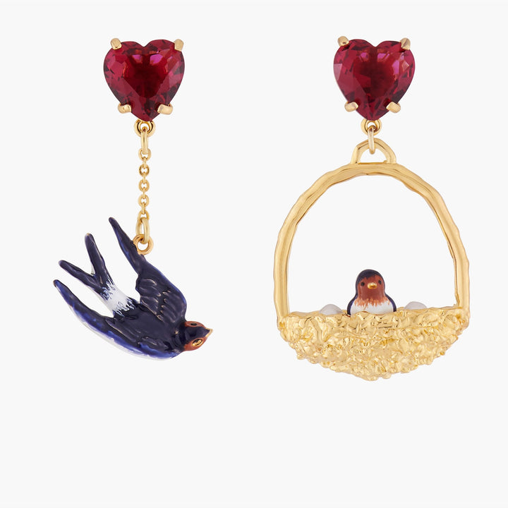 Swallow And Nest Asymmetrical Earrings | ALLA1021 - Les Nereides