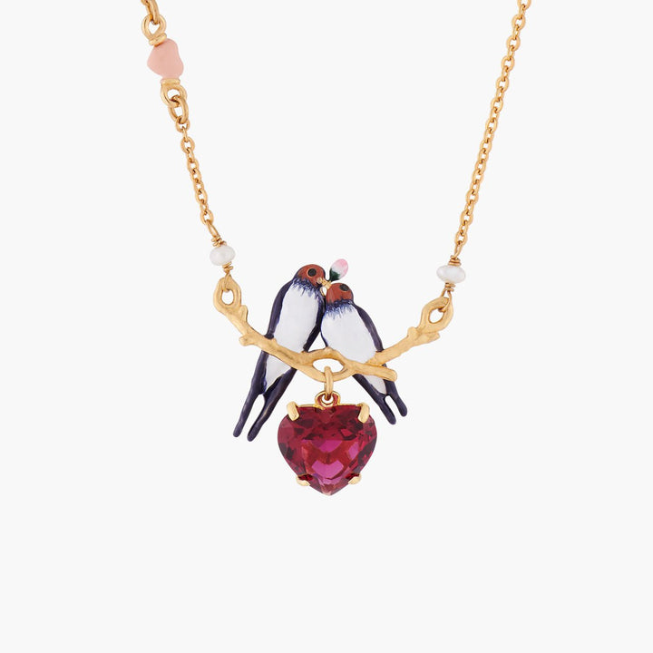 Swallows And Heart Pendant Necklace | ALLA3021 - Les Nereides