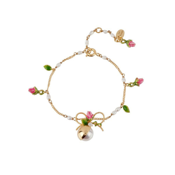 Symbole D'Amour Knot, Rose Bud & Half Covered Pearl Bracelet | ADSA2011 - Les Nereides