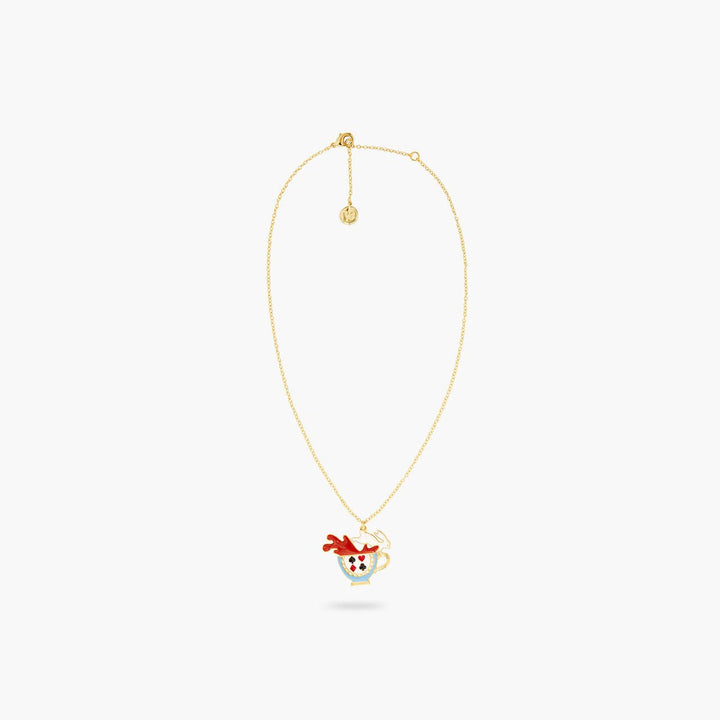 Tea cup and white rabbit pendant necklace | AQUI3051 - Les Nereides