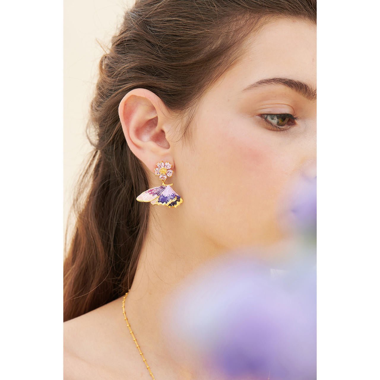 Terinos Butterfly And Flower Petals Earrings | ANHA1071 - Les Nereides