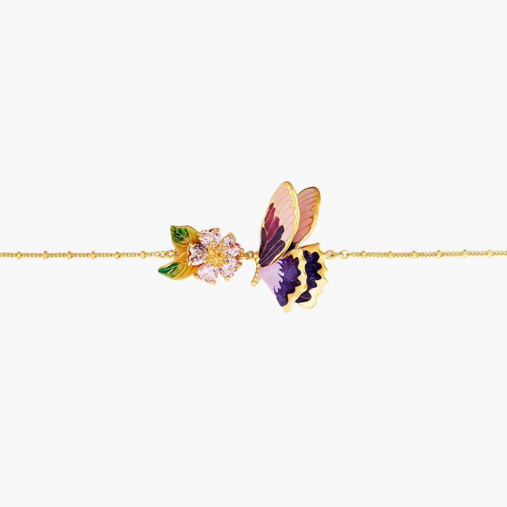 Terinos Butterfly And Heart Flower Petals Thin Bracelet | ANHA2071 - Les Nereides