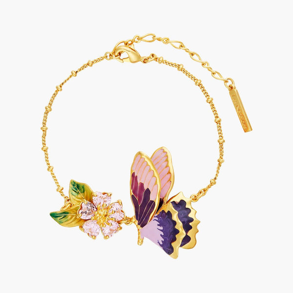 Terinos Butterfly And Heart Flower Petals Thin Bracelet | ANHA2071 - Les Nereides