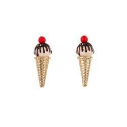 Theé Candy Store Ice Cream Cornet W/Dripping Chocolate Earrings | ADCS1151 - Les Nereides